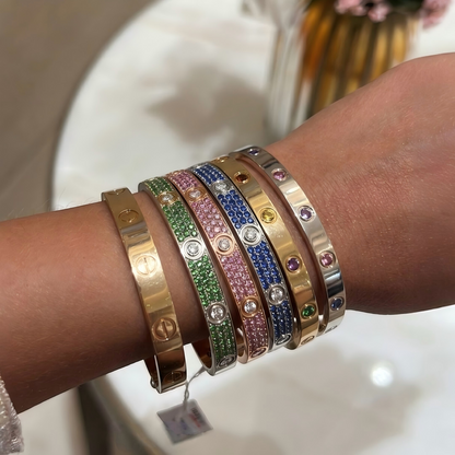 [Ornora Jewelry]2026 PAVE GEMSTONE LOVE BRACELET 6.1MM 10 DIAMONDS