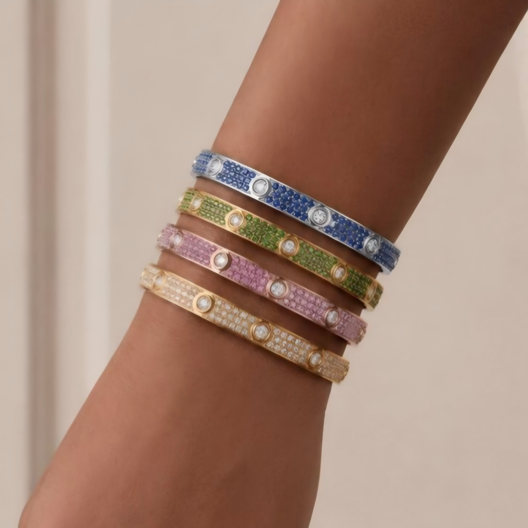 [Ornora Jewelry]2026 PAVE GEMSTONE LOVE BRACELET 6.1MM 10 DIAMONDS