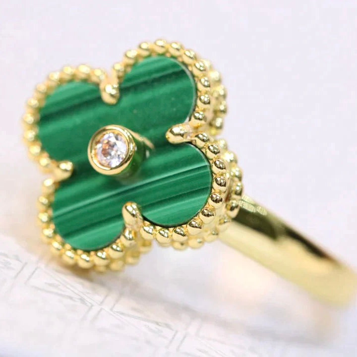 [Ornora Jewelry]CLOVER MALACHITE RING GOLD DIAMOND