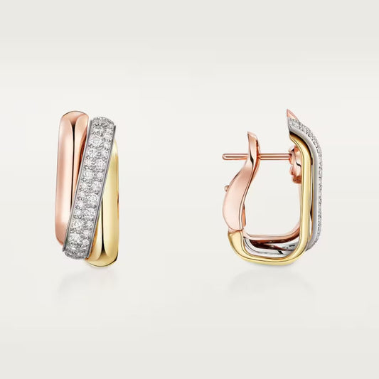 [Ornora Jewelry]TRINITY HALF DIAMOND  CUSHION EARRINGS
