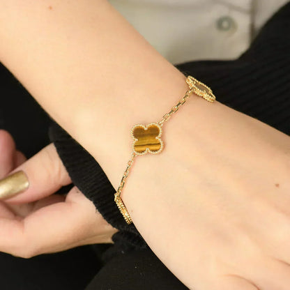 [Ornora Jewelry] CLOVER 5 MOTIFS TIGER EYE BRACELET COLLECTION