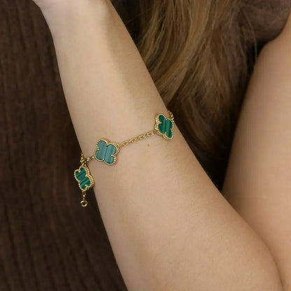 [Ornora Jewelry] CLOVER 5 MOTIF MALACHITE BRACELET COLLECTION