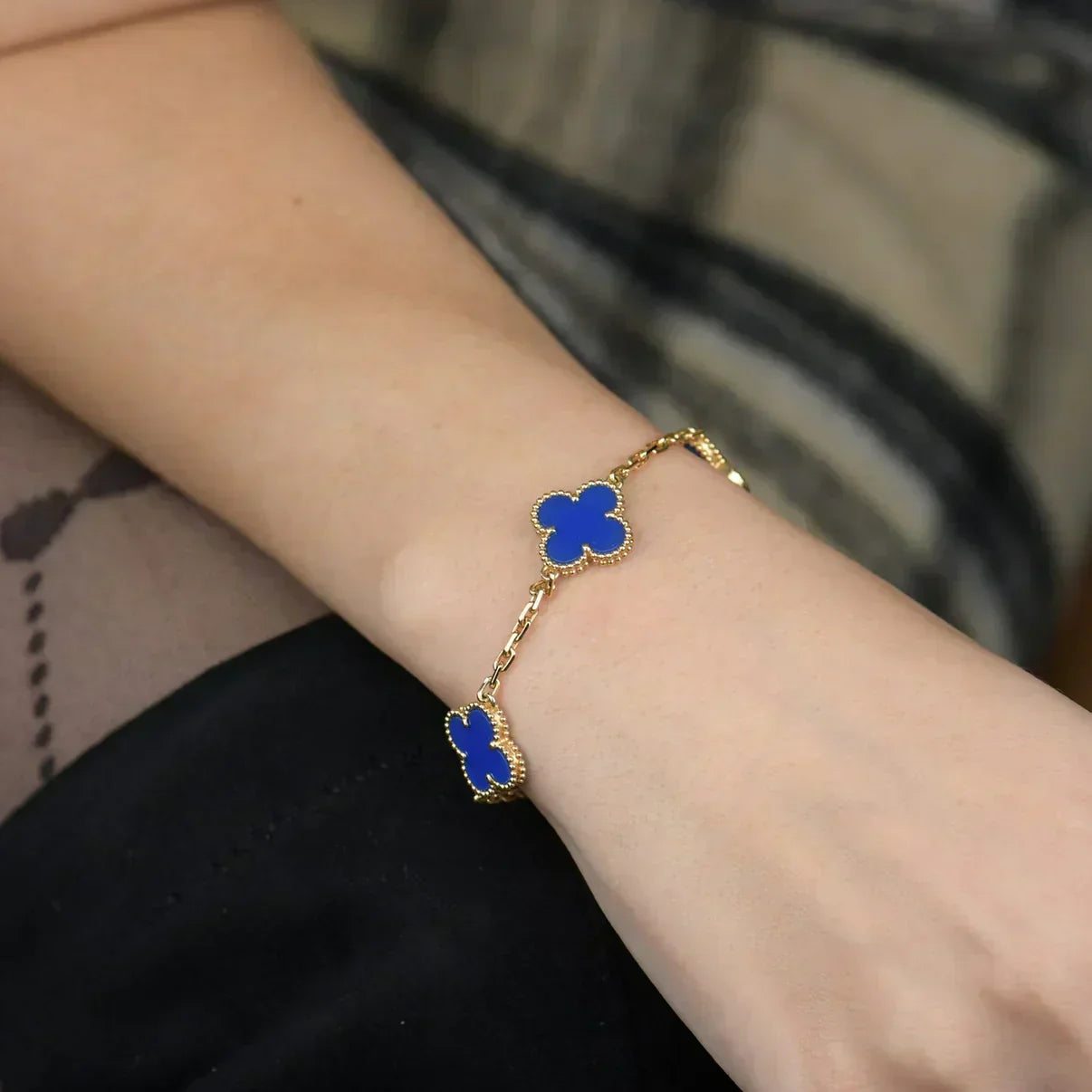 [Ornora Jewelry] CLOVER 5 MOTIF BLUE AGATE BRACELET COLLECTION