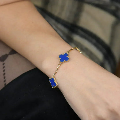 [Ornora Jewelry] CLOVER 5 MOTIF BLUE AGATE BRACELET COLLECTION