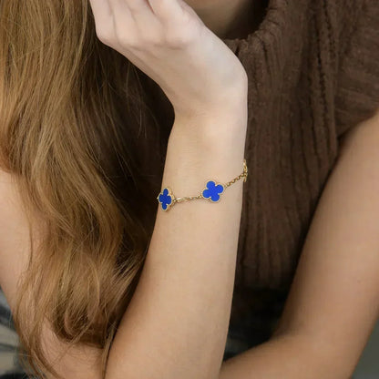 [Ornora Jewelry] CLOVER 5 MOTIF BLUE AGATE BRACELET COLLECTION