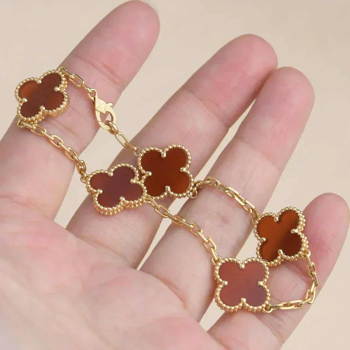 [Ornora Jewelry] CLOVER 5 MOTIF RED CORNELIAN BRACELET COLLECTION