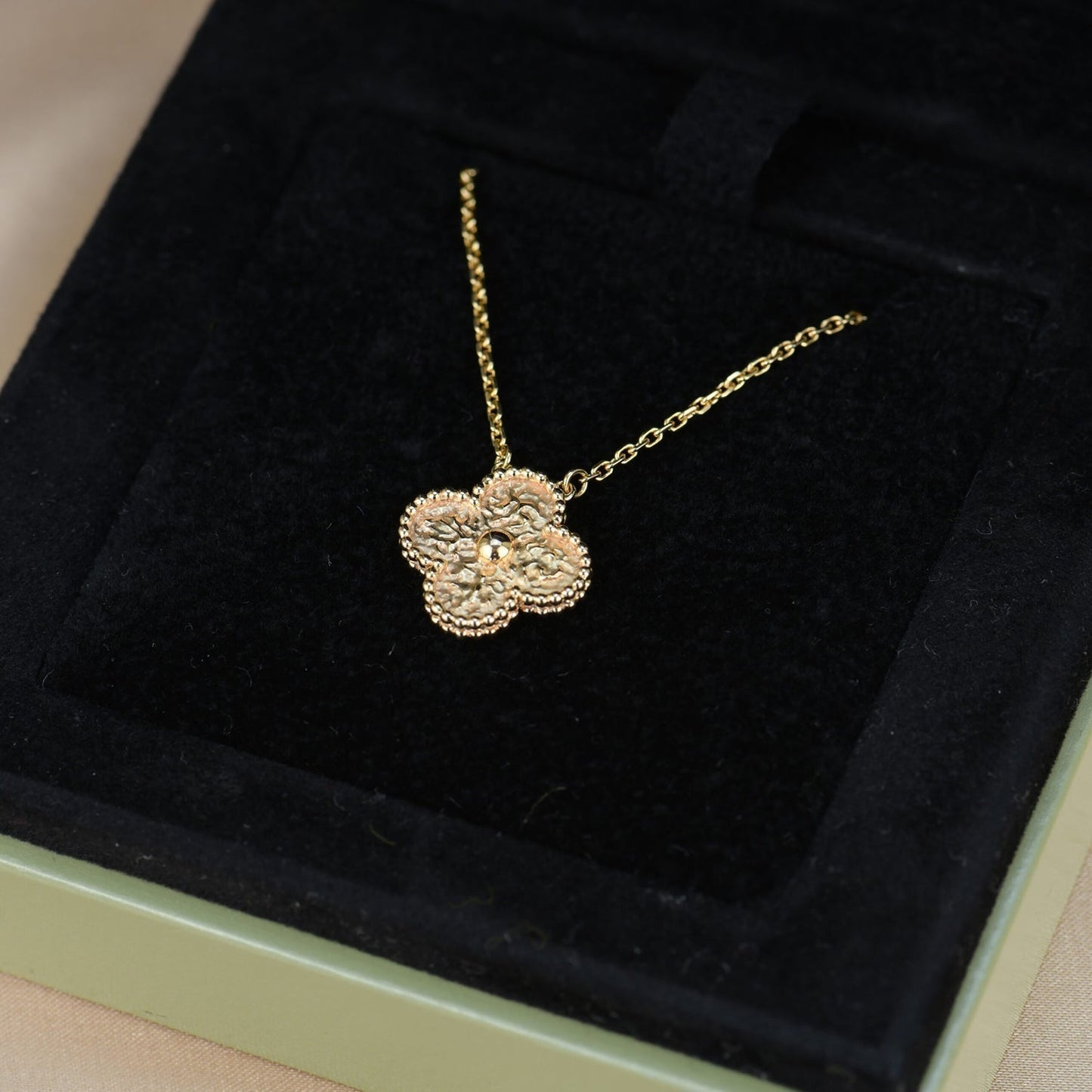 [Ornora Jewelry]CLOVER 15MM  BRONZING NECKLACE