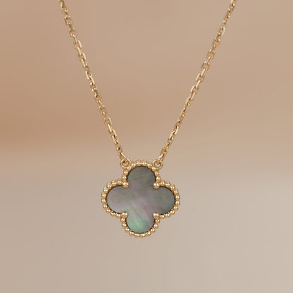 [Ornora Jewelry]CLOVER 15MM  GRAY MOTHER OF PEARL NECKLACE