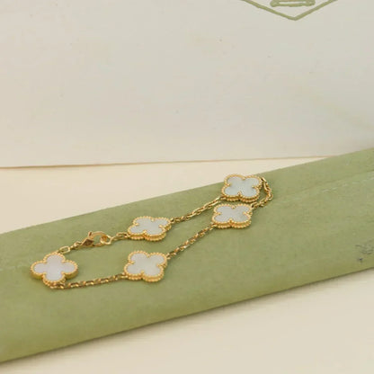 [Ornora Jewelry]CLOVER WHITE PEARL MOP 5 MOTIF BRACELET COLLECTION