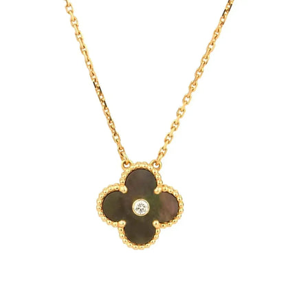 [Ornora Jewelry]CLOVER 15MM DIAMOND AND MOTHER-OF-GREY NECKLACE