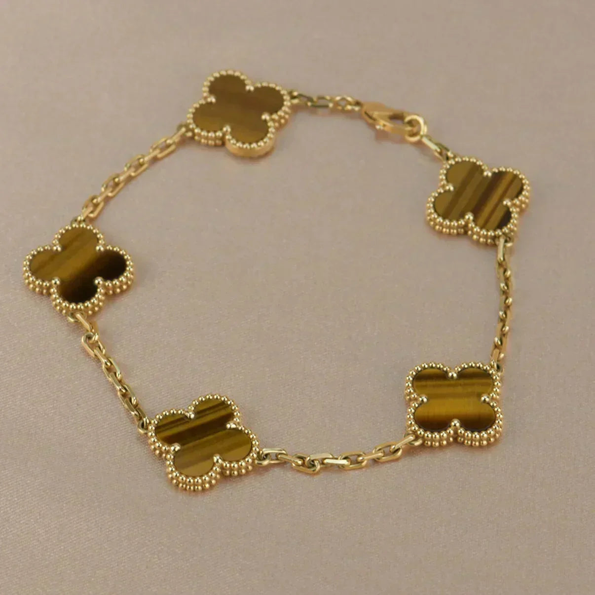 [Ornora Jewelry] CLOVER 5 MOTIFS TIGER EYE BRACELET COLLECTION