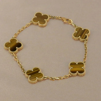 [Ornora Jewelry] CLOVER 5 MOTIFS TIGER EYE BRACELET COLLECTION