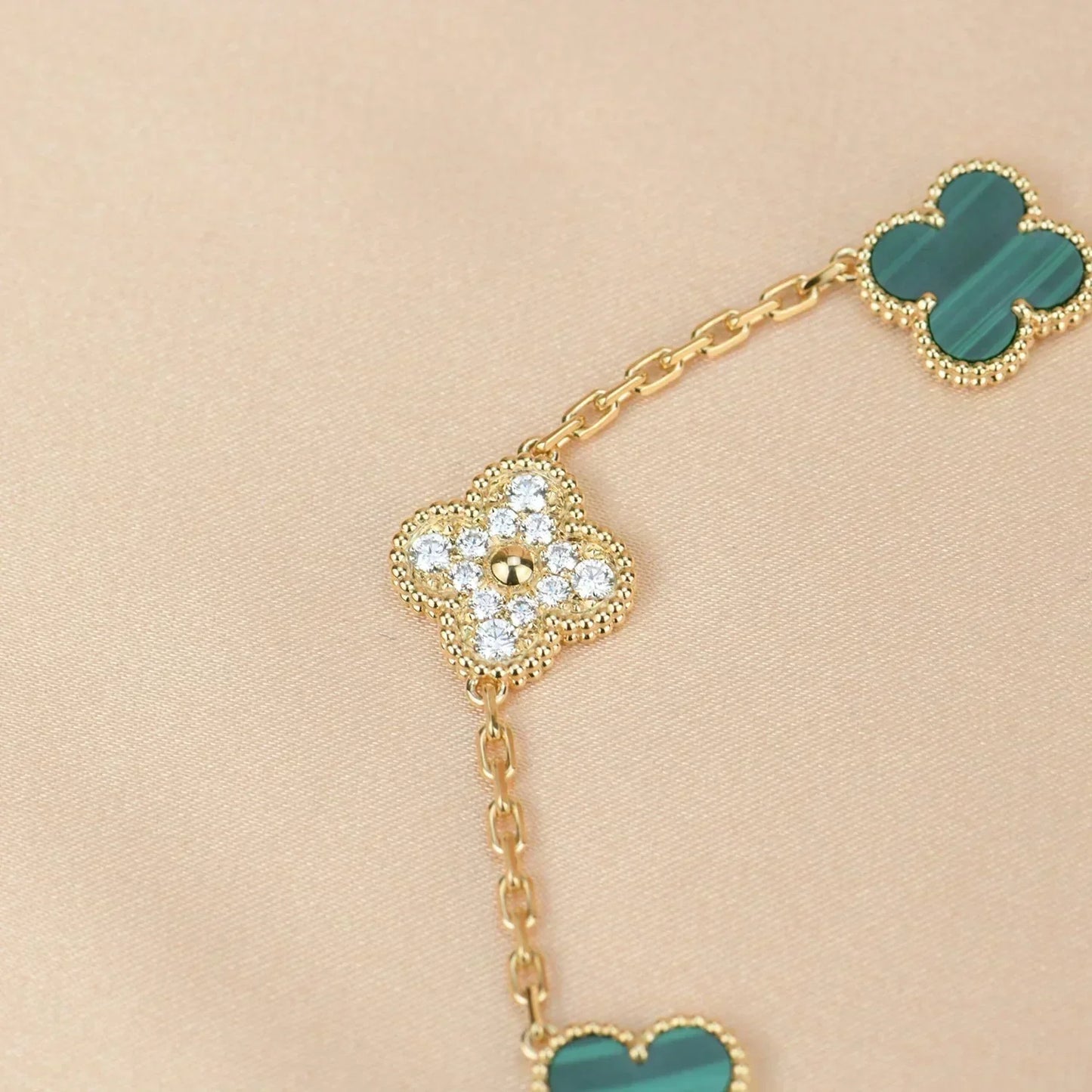 [Ornora Jewelry] CLOVER 5 MOTIF MALACHITE BRACELET COLLECTION