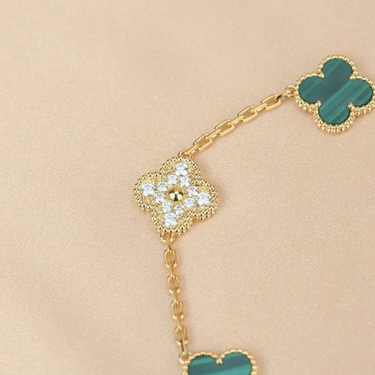 [Ornora Jewelry] CLOVER 5 MOTIF MALACHITE BRACELET COLLECTION