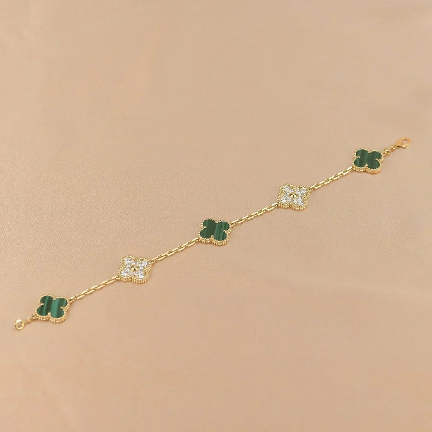 [Ornora Jewelry] CLOVER 5 MOTIF MALACHITE BRACELET COLLECTION