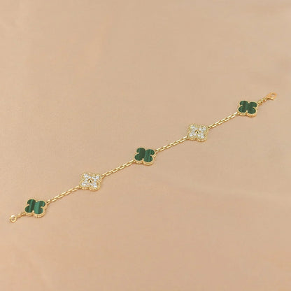 [Ornora Jewelry] CLOVER 5 MOTIF MALACHITE BRACELET COLLECTION