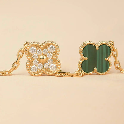 [Ornora Jewelry] CLOVER 5 MOTIF MALACHITE BRACELET COLLECTION