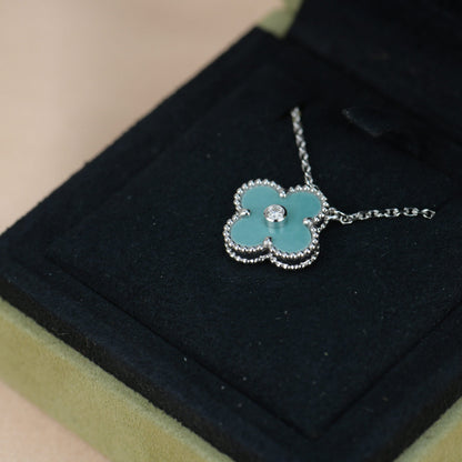 [Ornora Jewelry]CLOVER 15MM DIAMOND SVRES PORCELAIN  NECKLACE SILVER