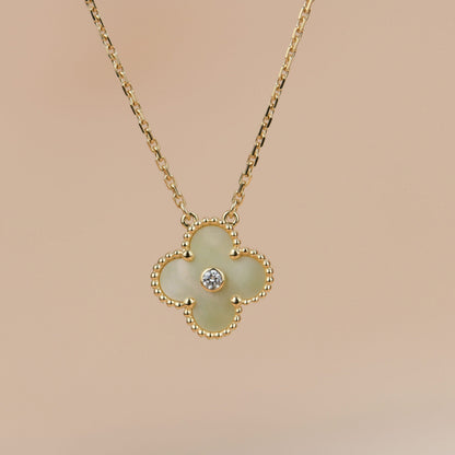 [Ornora Jewelry]CLOVER 15MM DIAMOND GOLD MOTHER OF PEARL NECKLACE
