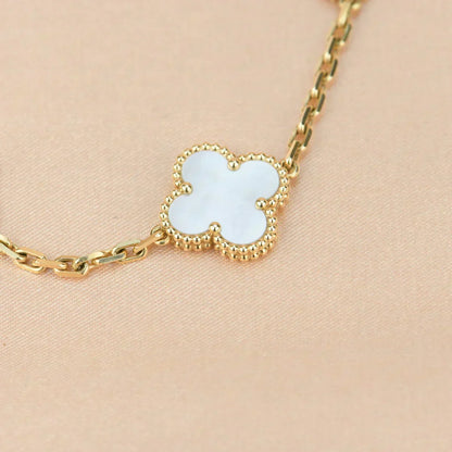 [Ornora Jewelry]CLOVER WHITE PEARL MOP 5 MOTIF BRACELET COLLECTION