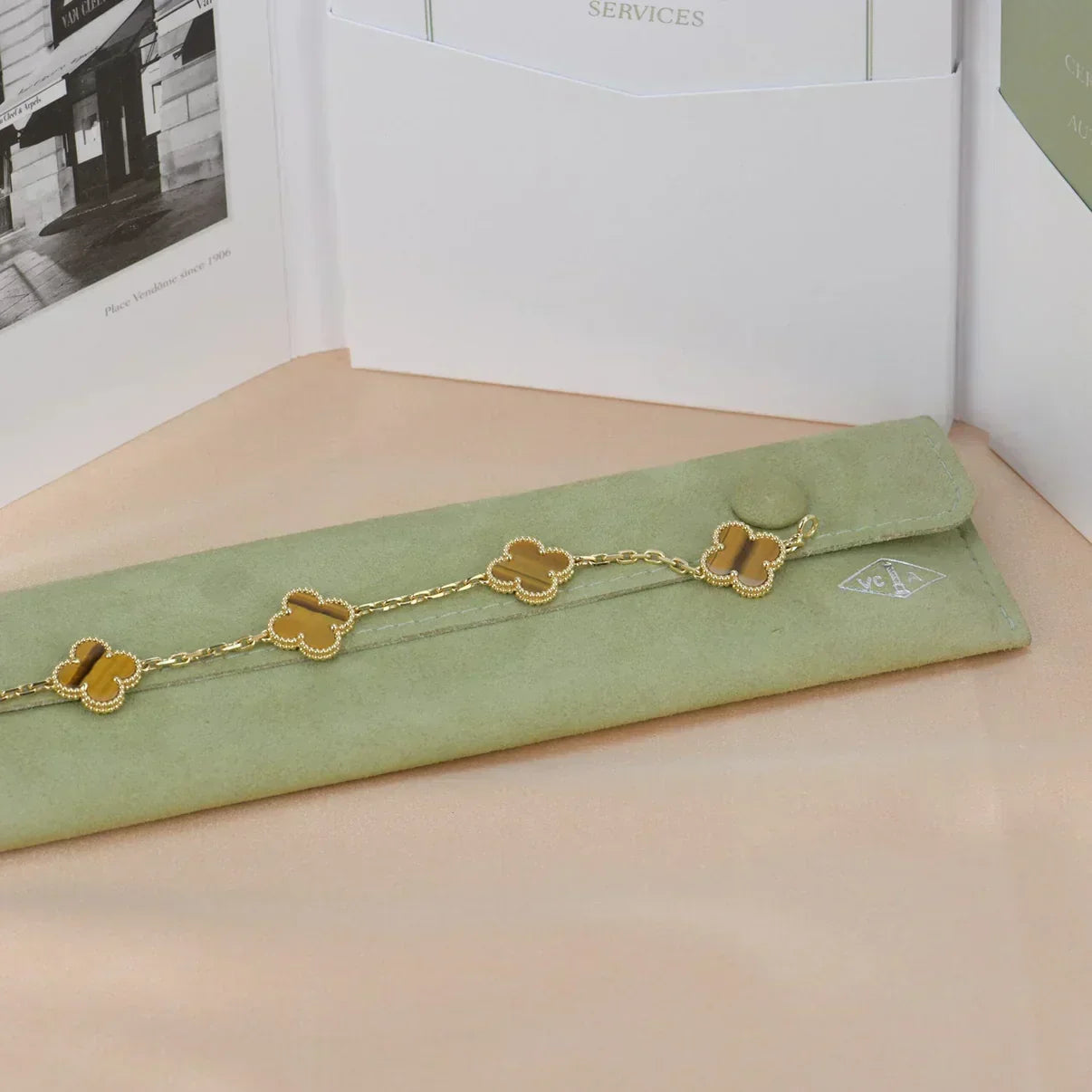 [Ornora Jewelry] CLOVER 5 MOTIFS TIGER EYE BRACELET COLLECTION