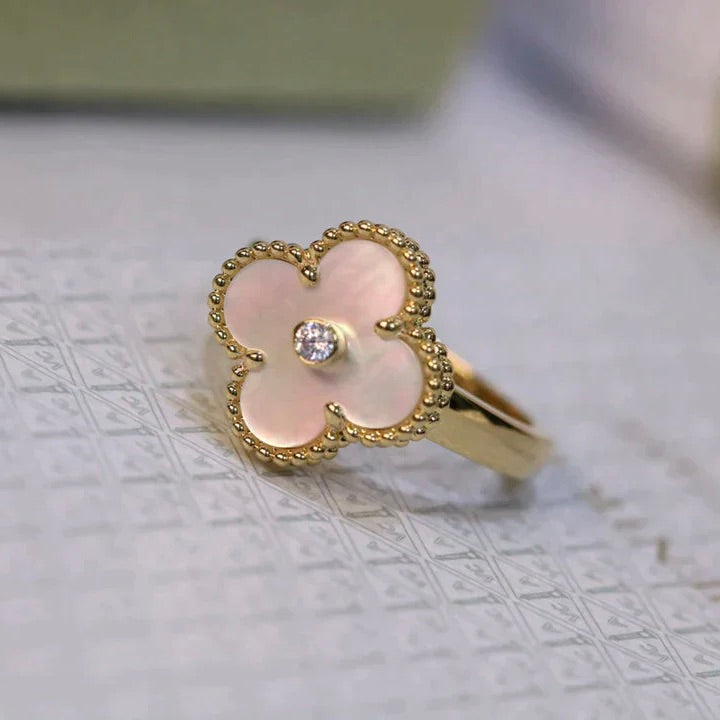 [Ornora Jewelry]CLOVER PINK MOP RING GOLD DIAMOND