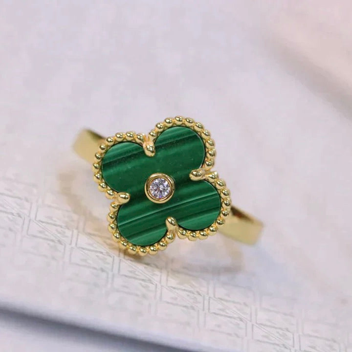 [Ornora Jewelry]CLOVER MALACHITE RING GOLD DIAMOND