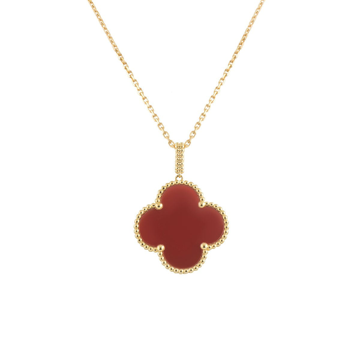 [Ornora Jewelry]CLOVER 25MM NECKLACE GOLD CARNELIAN