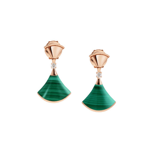 [Ornora Jewelry]DREAM MALACHITE PINK GOLD EARRINGS