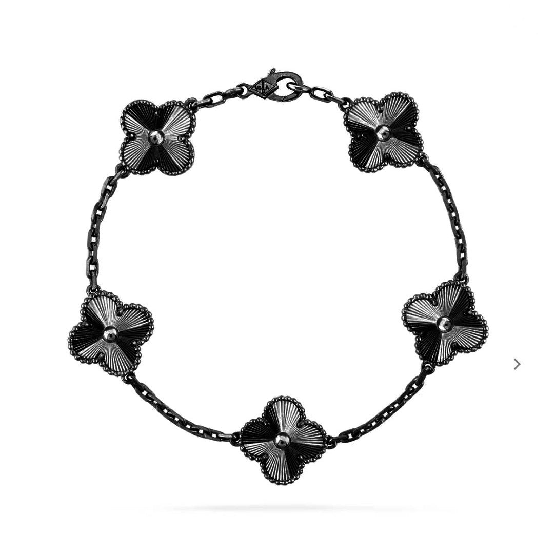 [Ornora Jewelry]CLOVER 5 MOTIF BLACK BRACELET