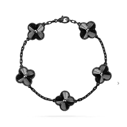 [Ornora Jewelry]CLOVER 5 MOTIF BLACK BRACELET