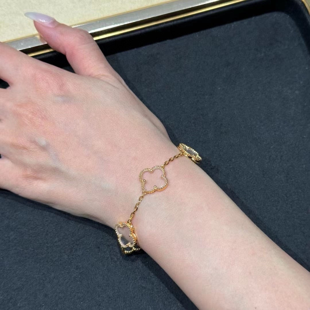[Ornora Jewelry]CLOVER 5 MOTIF ROCK CRYSTAL BRACELET