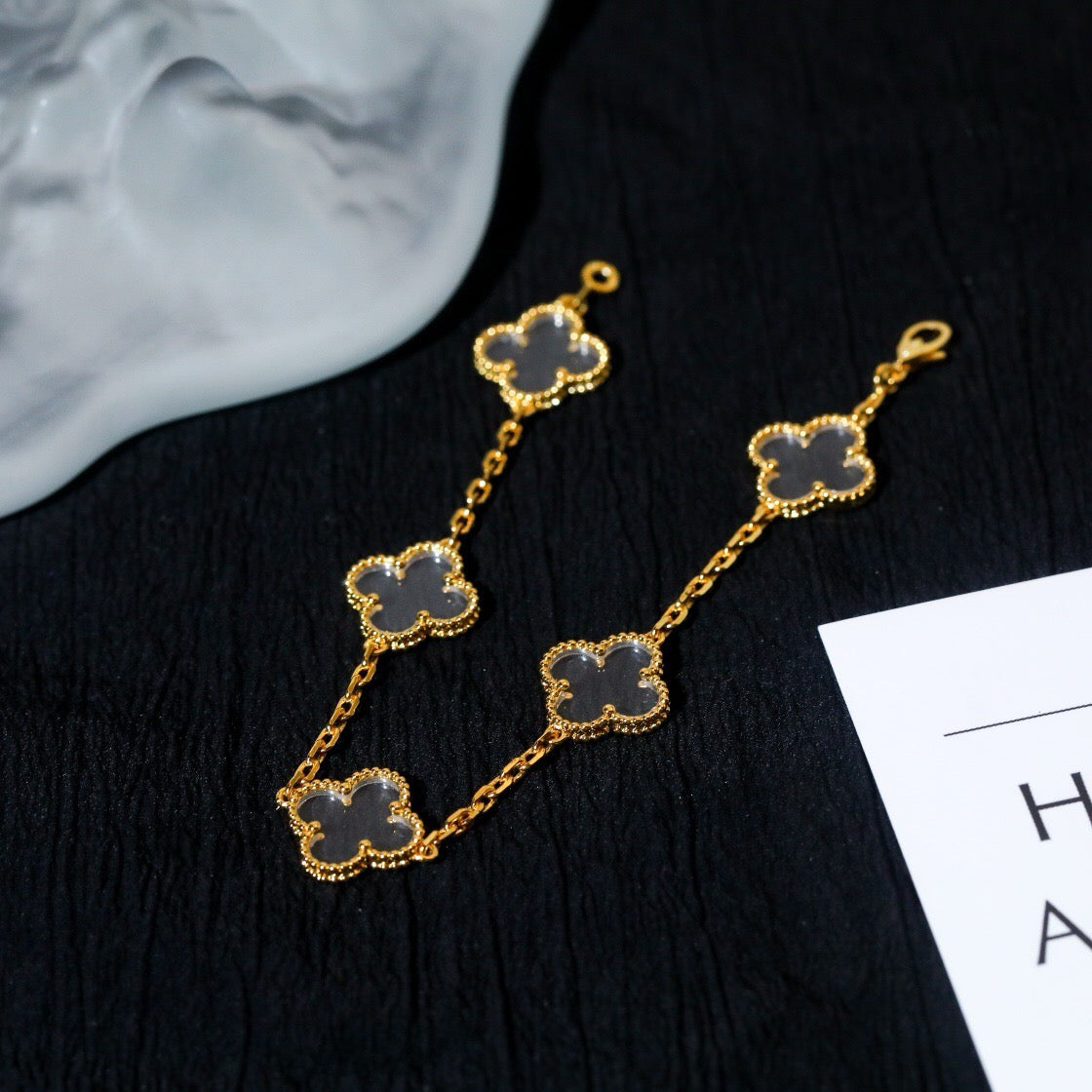[Ornora Jewelry]CLOVER 5 MOTIF ROCK CRYSTAL BRACELET