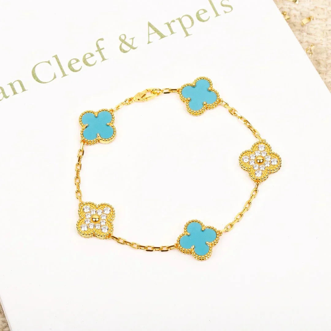 [Ornora Jewelry] CLOVER 5 MOTIF TURQUOISE BRACELET COLLECTION