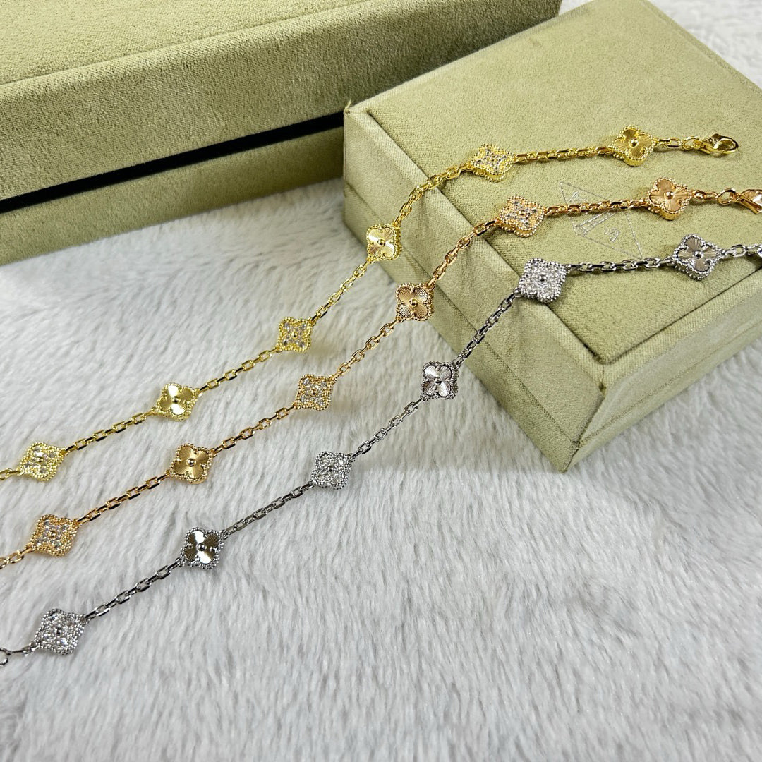 [Ornora Jewelry]CLOVER 6 MOTIF DIAMOND LASER BRACELET