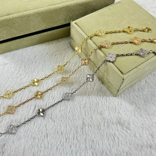 [Ornora Jewelry]CLOVER 6 MOTIF DIAMOND LASER BRACELET