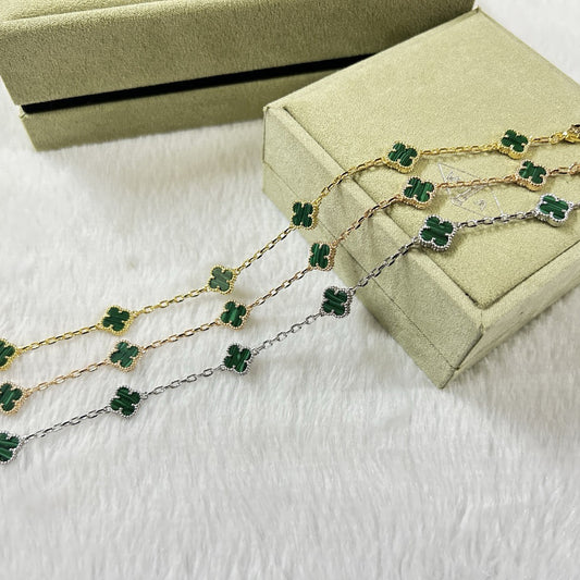 [Ornora Jewelry]CLOVER 6 MOTIF MALACHITE BRACELET