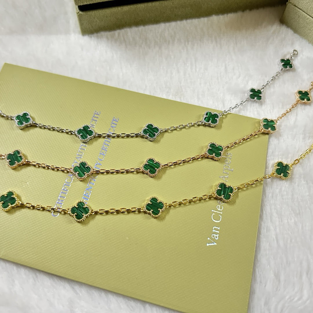 [Ornora Jewelry]CLOVER 6 MOTIF MALACHITE BRACELET
