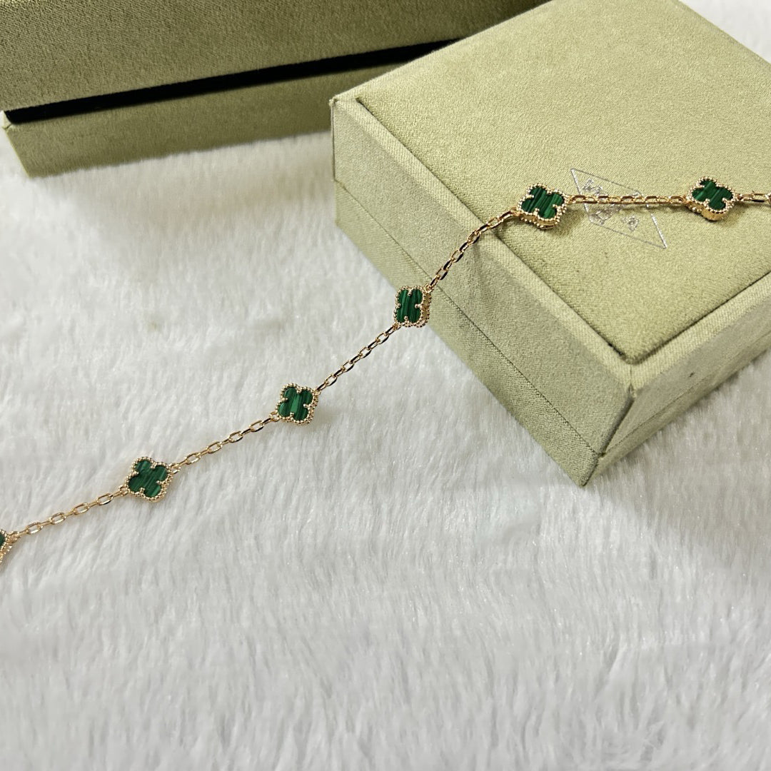 [Ornora Jewelry]CLOVER 6 MOTIF MALACHITE BRACELET