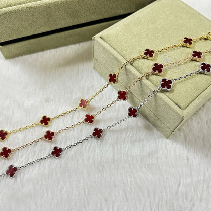 [Ornora Jewelry]CLOVER 6 MOTIF RED AGATE BRACELET