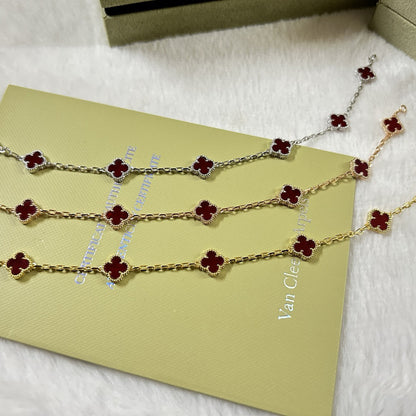 [Ornora Jewelry]CLOVER 6 MOTIF RED AGATE BRACELET