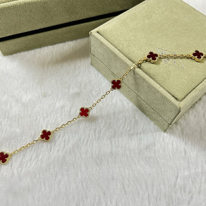 [Ornora Jewelry]CLOVER 6 MOTIF RED AGATE BRACELET