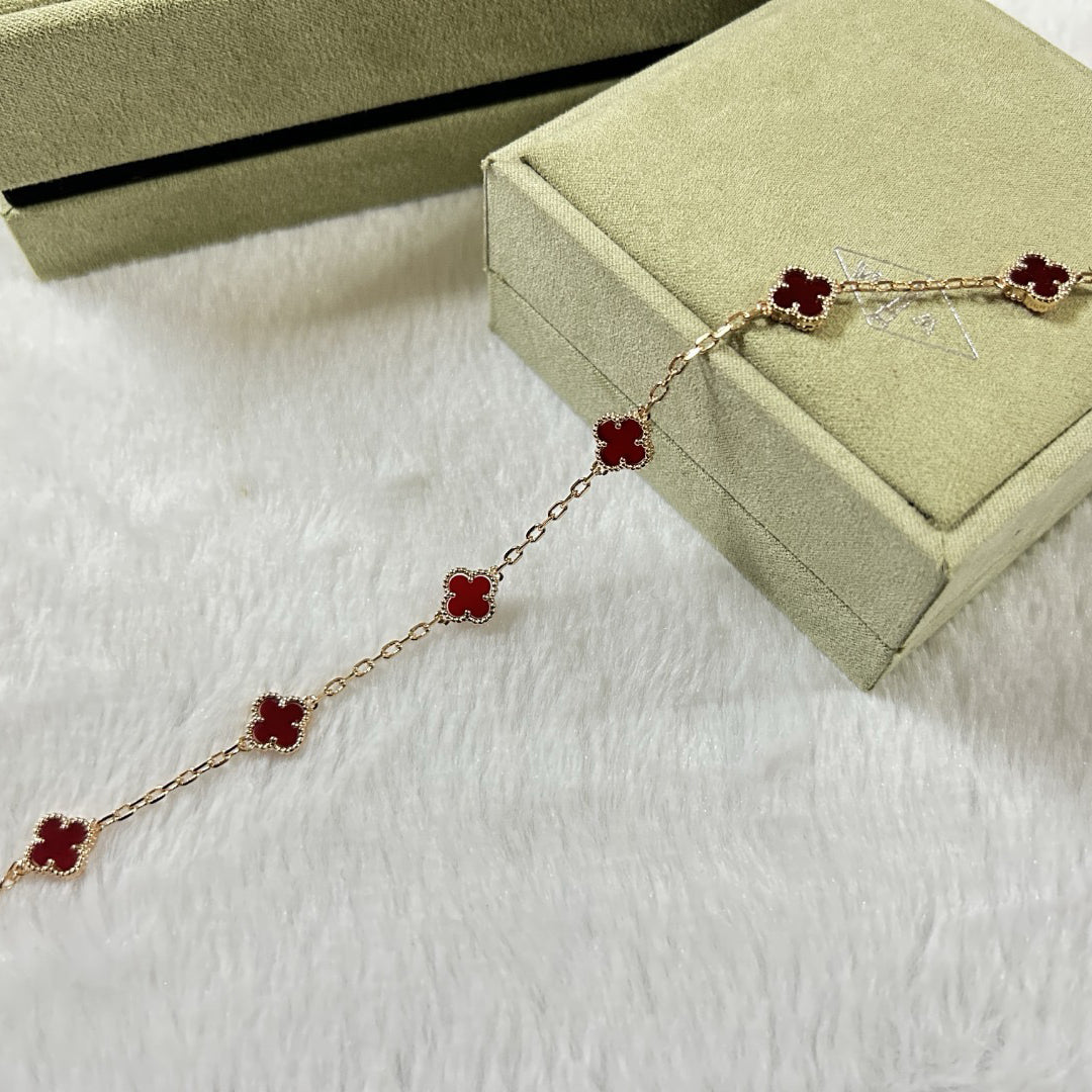 [Ornora Jewelry]CLOVER 6 MOTIF RED AGATE BRACELET