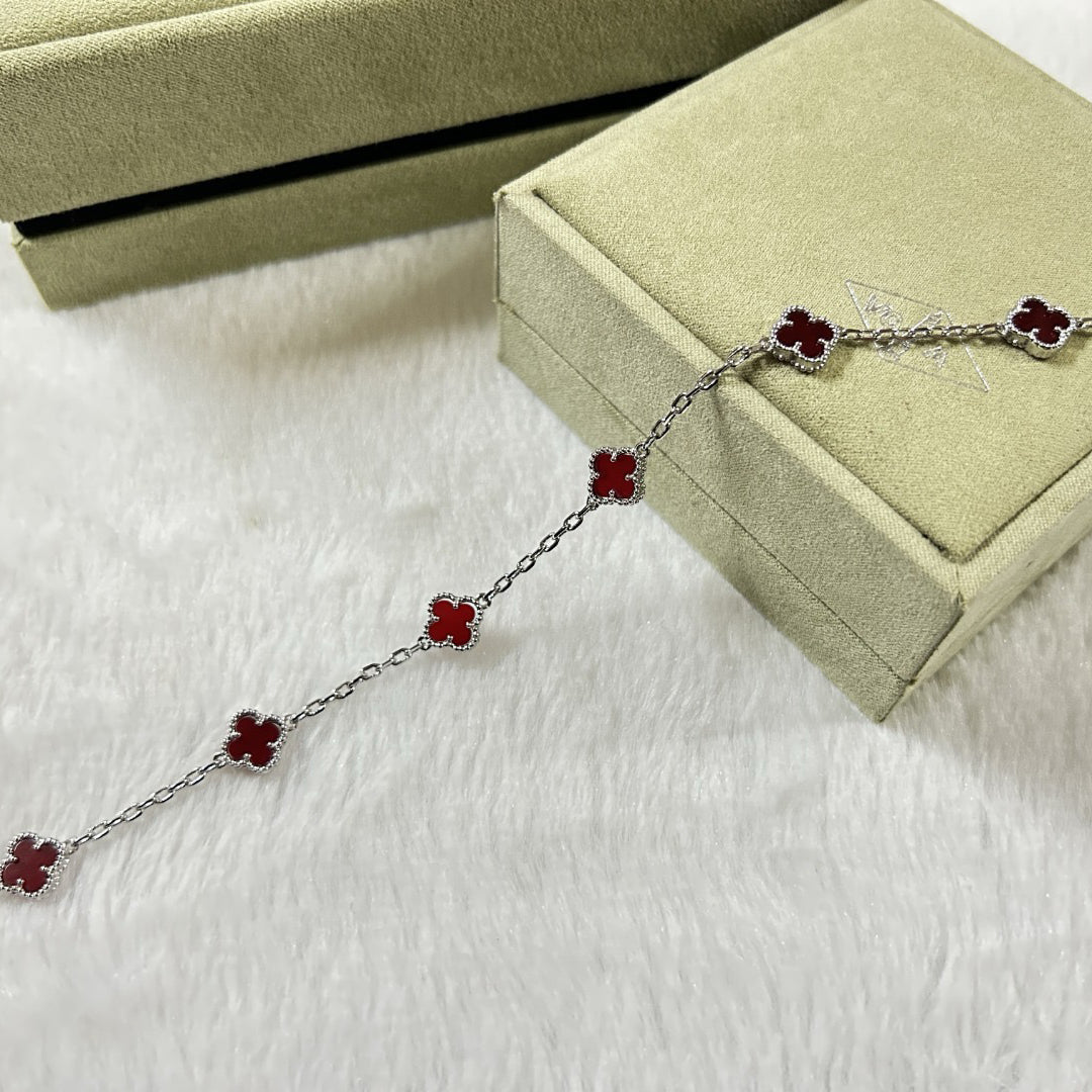 [Ornora Jewelry]CLOVER 6 MOTIF RED AGATE BRACELET