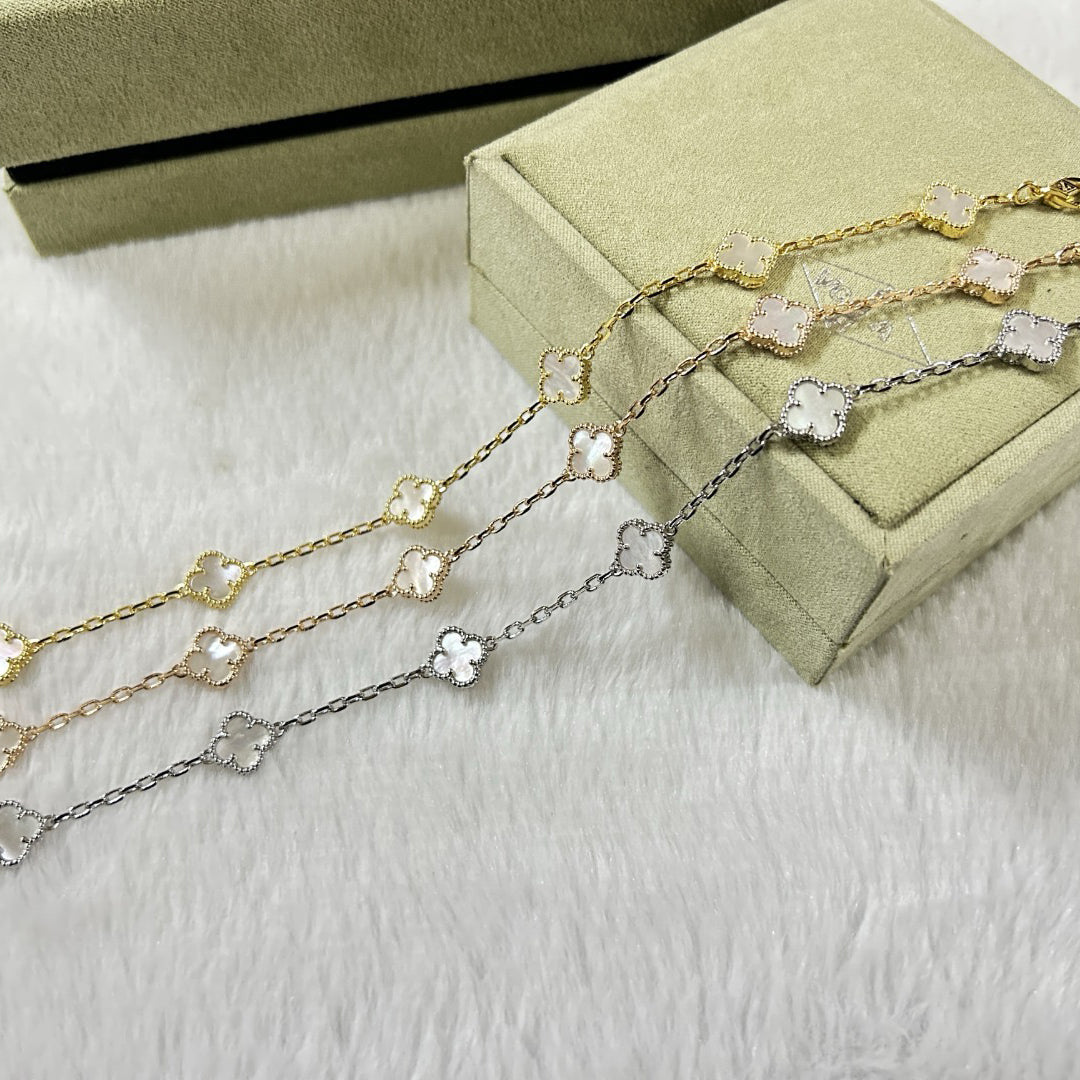 [Ornora Jewelry]CLOVER 6 MOTIF WHITE MOP BRACELET
