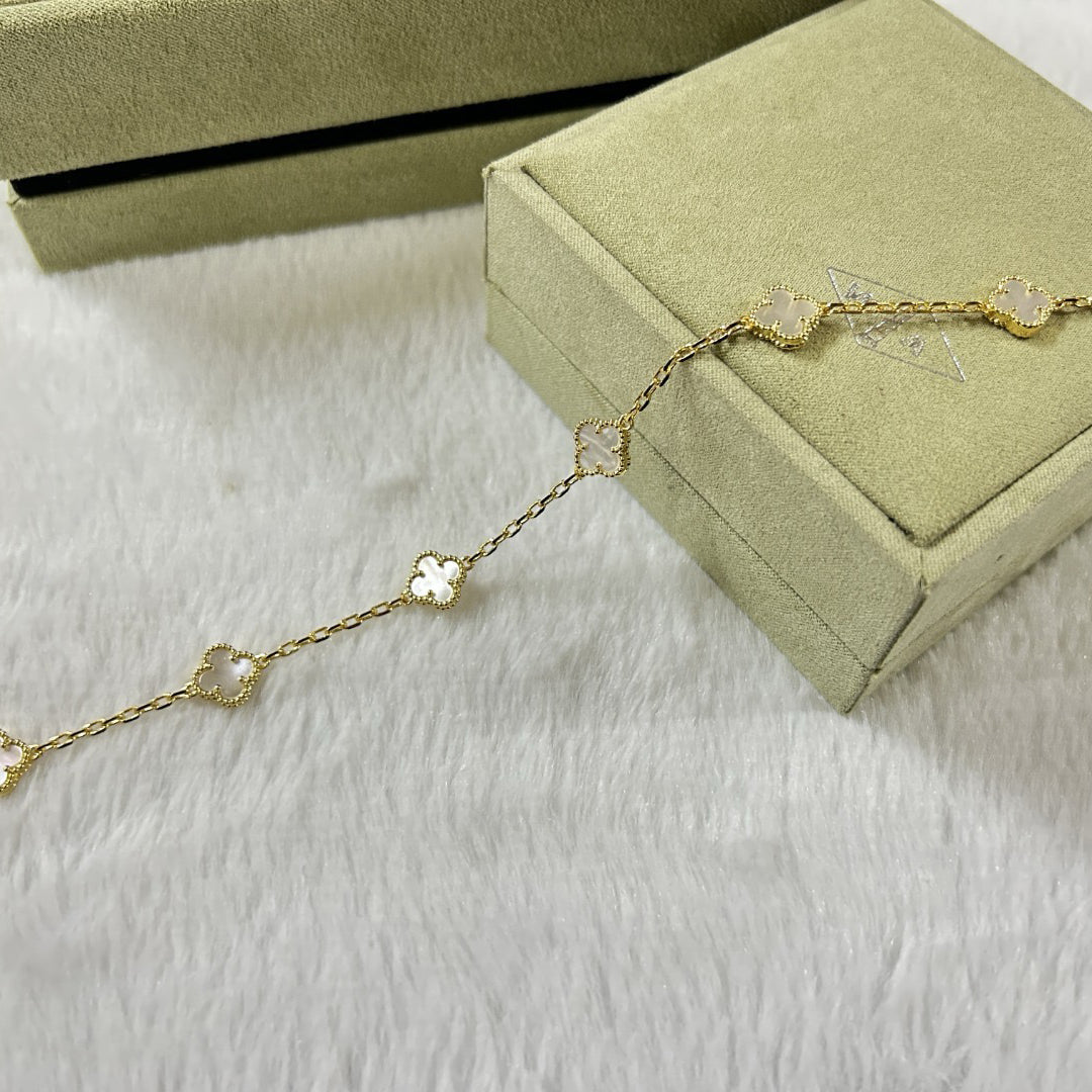 [Ornora Jewelry]CLOVER 6 MOTIF WHITE MOP BRACELET