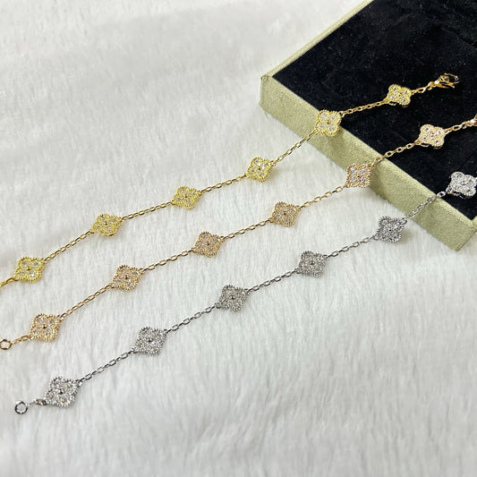 [Ornora Jewelry]CLOVER 6 MOTIF DIAMOND BRACELET