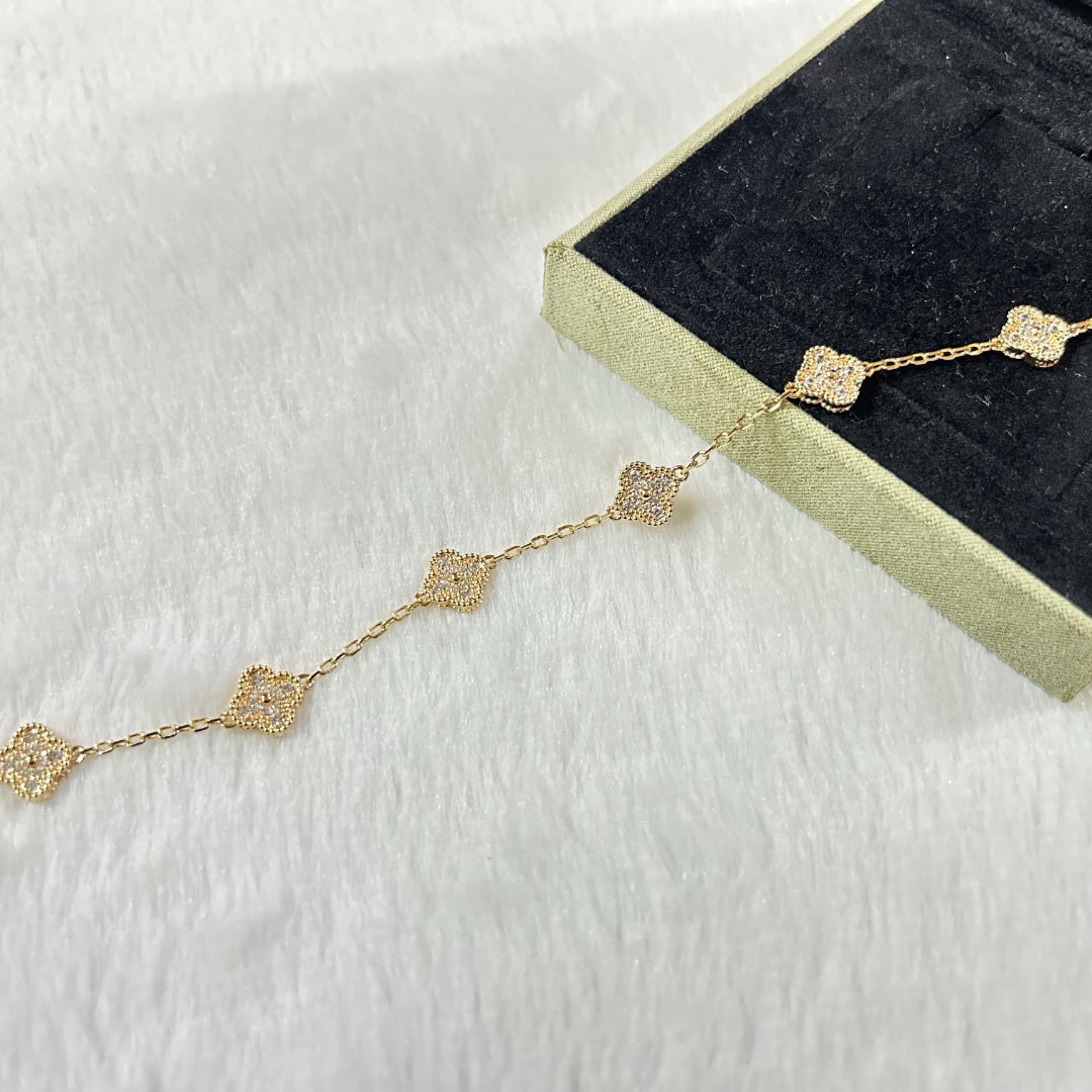 [Ornora Jewelry]CLOVER 6 MOTIF DIAMOND BRACELET