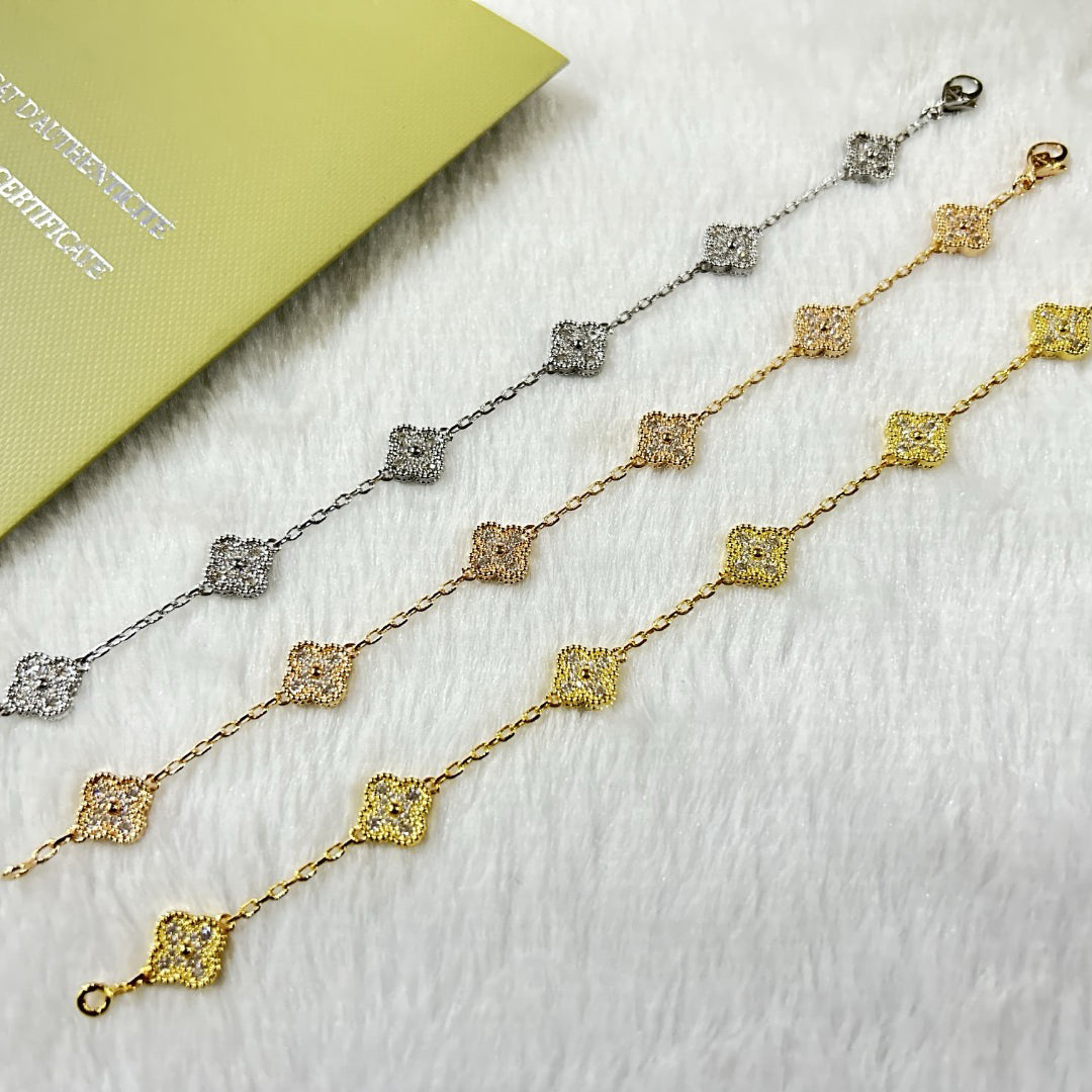 [Ornora Jewelry]CLOVER 6 MOTIF DIAMOND BRACELET