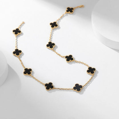 [Ornora Jewelry]CLOVER 10 MOTIFS ONYX NECKLACE